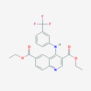 molecular formula C22H19F3N2O4 B11625566 Diethyl 4-{[3-(trifluoromethyl)phenyl]amino}quinoline-3,6-dicarboxylate 