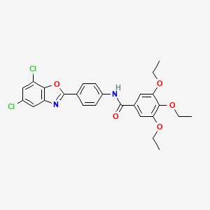 molecular formula C26H24Cl2N2O5 B11625606 N-[4-(5,7-dichloro-1,3-benzoxazol-2-yl)phenyl]-3,4,5-triethoxybenzamide 