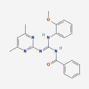 molecular formula C21H21N5O2 B11625612 N-[(E)-[(4,6-Dimethylpyrimidin-2-YL)amino][(2-methoxyphenyl)amino]methylidene]benzamide 