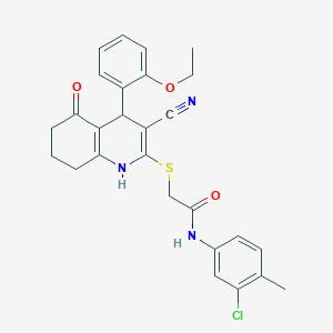 molecular formula C27H26ClN3O3S B11625688 N-(3-chloro-4-methylphenyl)-2-{[3-cyano-4-(2-ethoxyphenyl)-5-oxo-1,4,5,6,7,8-hexahydroquinolin-2-yl]sulfanyl}acetamide 