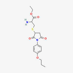 molecular formula C18H24N2O5S B11625717 ethyl S-[2,5-dioxo-1-(4-propoxyphenyl)pyrrolidin-3-yl]cysteinate 