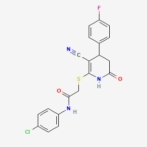 molecular formula C20H15ClFN3O2S B11625755 N-(4-chlorophenyl)-2-{[3-cyano-4-(4-fluorophenyl)-6-oxo-1,4,5,6-tetrahydropyridin-2-yl]sulfanyl}acetamide CAS No. 5698-24-8
