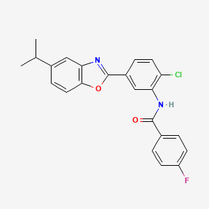 molecular formula C23H18ClFN2O2 B11625760 N-{2-chloro-5-[5-(propan-2-yl)-1,3-benzoxazol-2-yl]phenyl}-4-fluorobenzamide 