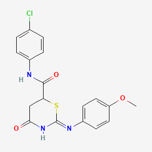 molecular formula C18H16ClN3O3S B11625766 N-(4-chlorophenyl)-2-[(4-methoxyphenyl)amino]-4-oxo-5,6-dihydro-4H-1,3-thiazine-6-carboxamide 