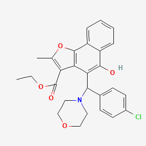 molecular formula C27H26ClNO5 B11625975 Ethyl 4-[(4-chlorophenyl)(morpholin-4-yl)methyl]-5-hydroxy-2-methylnaphtho[1,2-b]furan-3-carboxylate 
