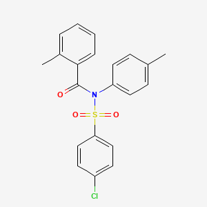 molecular formula C21H18ClNO3S B11626041 N-[(4-chlorophenyl)sulfonyl]-2-methyl-N-(4-methylphenyl)benzamide 