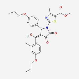 molecular formula C30H32N2O7S B11626050 methyl 2-{3-hydroxy-4-[(2-methyl-4-propoxyphenyl)carbonyl]-2-oxo-5-(4-propoxyphenyl)-2,5-dihydro-1H-pyrrol-1-yl}-4-methyl-1,3-thiazole-5-carboxylate 
