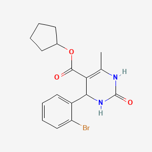 molecular formula C17H19BrN2O3 B11626068 Cyclopentyl 4-(2-bromophenyl)-6-methyl-2-oxo-1,2,3,4-tetrahydropyrimidine-5-carboxylate 