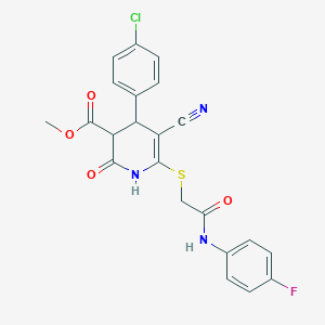 molecular formula C22H17ClFN3O4S B11626152 Methyl 4-(4-chlorophenyl)-5-cyano-6-({2-[(4-fluorophenyl)amino]-2-oxoethyl}sulfanyl)-2-oxo-1,2,3,4-tetrahydropyridine-3-carboxylate 