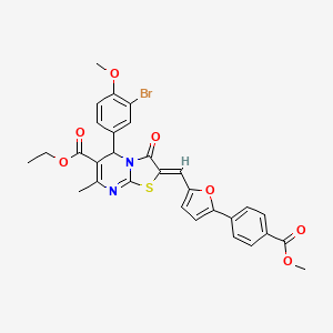 molecular formula C30H25BrN2O7S B11626173 ethyl (2Z)-5-(3-bromo-4-methoxyphenyl)-2-({5-[4-(methoxycarbonyl)phenyl]furan-2-yl}methylidene)-7-methyl-3-oxo-2,3-dihydro-5H-[1,3]thiazolo[3,2-a]pyrimidine-6-carboxylate 