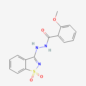 molecular formula C15H13N3O4S B11626357 N'-(1,1-dioxido-1,2-benzothiazol-3-yl)-2-methoxybenzohydrazide 