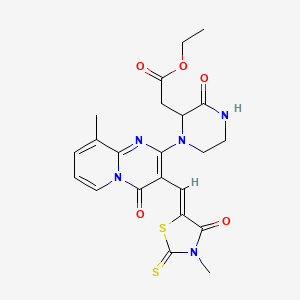 molecular formula C22H23N5O5S2 B11626380 ethyl (1-{9-methyl-3-[(Z)-(3-methyl-4-oxo-2-thioxo-1,3-thiazolidin-5-ylidene)methyl]-4-oxo-4H-pyrido[1,2-a]pyrimidin-2-yl}-3-oxo-2-piperazinyl)acetate 