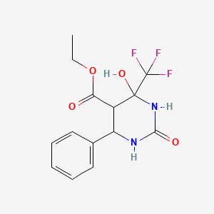 molecular formula C14H15F3N2O4 B11626395 Ethyl 4-hydroxy-2-oxo-6-phenyl-4-(trifluoromethyl)-1,3-diazinane-5-carboxylate 
