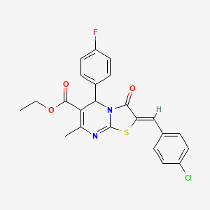 molecular formula C23H18ClFN2O3S B11626433 ethyl (2Z)-2-(4-chlorobenzylidene)-5-(4-fluorophenyl)-7-methyl-3-oxo-2,3-dihydro-5H-[1,3]thiazolo[3,2-a]pyrimidine-6-carboxylate 
