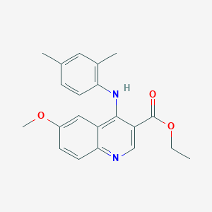 molecular formula C21H22N2O3 B11626489 Ethyl 4-[(2,4-dimethylphenyl)amino]-6-methoxyquinoline-3-carboxylate 