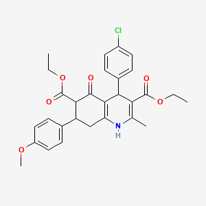 molecular formula C29H30ClNO6 B11626525 Diethyl 4-(4-chlorophenyl)-7-(4-methoxyphenyl)-2-methyl-5-oxo-1,4,5,6,7,8-hexahydro-3,6-quinolinedicarboxylate 