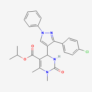 molecular formula C25H25ClN4O3 B11626551 propan-2-yl 4-[3-(4-chlorophenyl)-1-phenyl-1H-pyrazol-4-yl]-1,6-dimethyl-2-oxo-1,2,3,4-tetrahydropyrimidine-5-carboxylate 