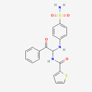 molecular formula C19H17N3O4S2 B11626592 N-{2-oxo-2-phenyl-1-[(4-sulfamoylphenyl)amino]ethyl}thiophene-2-carboxamide 