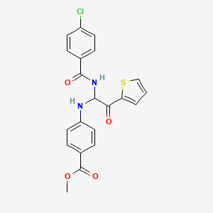 molecular formula C21H17ClN2O4S B11626623 Methyl 4-({1-[(4-chlorobenzoyl)amino]-2-oxo-2-thien-2-ylethyl}amino)benzoate 
