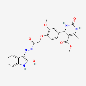 molecular formula C24H23N5O7 B11626688 Methyl 4-[3-methoxy-4-({N'-[(3E)-2-oxo-2,3-dihydro-1H-indol-3-ylidene]hydrazinecarbonyl}methoxy)phenyl]-6-methyl-2-oxo-1,2,3,4-tetrahydropyrimidine-5-carboxylate 