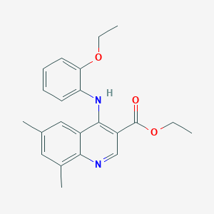 molecular formula C22H24N2O3 B11626752 Ethyl 4-[(2-ethoxyphenyl)amino]-6,8-dimethylquinoline-3-carboxylate 