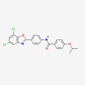molecular formula C23H18Cl2N2O3 B11626792 N-[4-(5,7-dichloro-1,3-benzoxazol-2-yl)phenyl]-4-(propan-2-yloxy)benzamide 