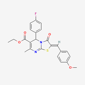 molecular formula C24H21FN2O4S B11626846 ethyl (2Z)-5-(4-fluorophenyl)-2-(4-methoxybenzylidene)-7-methyl-3-oxo-2,3-dihydro-5H-[1,3]thiazolo[3,2-a]pyrimidine-6-carboxylate 