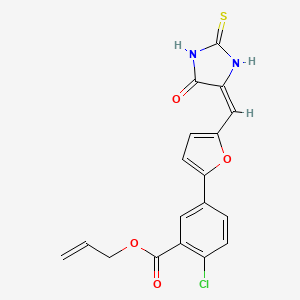 molecular formula C18H13ClN2O4S B11626883 prop-2-en-1-yl 2-chloro-5-{5-[(E)-(5-oxo-2-thioxoimidazolidin-4-ylidene)methyl]furan-2-yl}benzoate 