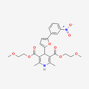 molecular formula C25H28N2O9 B11626887 Bis(2-methoxyethyl) 2,6-dimethyl-4-[5-(3-nitrophenyl)furan-2-yl]-1,4-dihydropyridine-3,5-dicarboxylate 