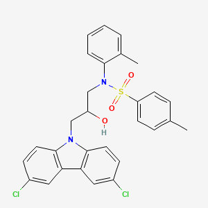 molecular formula C29H26Cl2N2O3S B11626948 N-[3-(3,6-dichloro-9H-carbazol-9-yl)-2-hydroxypropyl]-4-methyl-N-(2-methylphenyl)benzenesulfonamide 