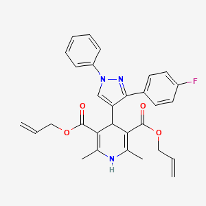 molecular formula C30H28FN3O4 B11626956 diallyl 4-[3-(4-fluorophenyl)-1-phenyl-1H-pyrazol-4-yl]-2,6-dimethyl-1,4-dihydro-3,5-pyridinedicarboxylate 
