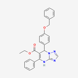 molecular formula C27H24N4O3 B11626992 Ethyl 7-[4-(benzyloxy)phenyl]-5-phenyl-4,7-dihydro[1,2,4]triazolo[1,5-a]pyrimidine-6-carboxylate 