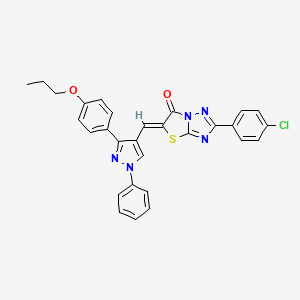 molecular formula C29H22ClN5O2S B11627029 (5Z)-2-(4-chlorophenyl)-5-{[1-phenyl-3-(4-propoxyphenyl)-1H-pyrazol-4-yl]methylidene}[1,3]thiazolo[3,2-b][1,2,4]triazol-6(5H)-one 