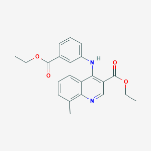 molecular formula C22H22N2O4 B11627041 Ethyl 4-{[3-(ethoxycarbonyl)phenyl]amino}-8-methylquinoline-3-carboxylate 