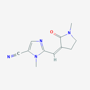 molecular formula C11H12N4O B116273 3-methyl-2-[(Z)-(1-methyl-2-oxopyrrolidin-3-ylidene)methyl]imidazole-4-carbonitrile CAS No. 141363-27-1