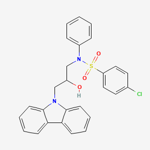 molecular formula C27H23ClN2O3S B11627341 N-[3-(9H-carbazol-9-yl)-2-hydroxypropyl]-4-chloro-N-phenylbenzenesulfonamide 