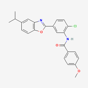 molecular formula C24H21ClN2O3 B11627541 N-{2-chloro-5-[5-(propan-2-yl)-1,3-benzoxazol-2-yl]phenyl}-4-methoxybenzamide 