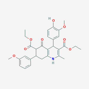 molecular formula C30H33NO8 B11627640 Diethyl 4-(4-hydroxy-3-methoxyphenyl)-7-(3-methoxyphenyl)-2-methyl-5-oxo-1,4,5,6,7,8-hexahydro-3,6-quinolinedicarboxylate 