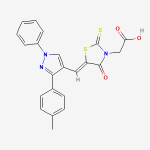 molecular formula C22H17N3O3S2 B11627687 2-[(5Z)-5-[[3-(4-methylphenyl)-1-phenylpyrazol-4-yl]methylidene]-4-oxo-2-sulfanylidene-1,3-thiazolidin-3-yl]acetic acid 