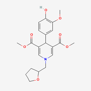 molecular formula C21H25NO7 B11627774 Dimethyl 4-(4-hydroxy-3-methoxyphenyl)-1-(tetrahydrofuran-2-ylmethyl)-1,4-dihydropyridine-3,5-dicarboxylate 