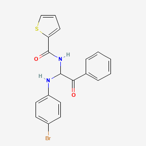 molecular formula C19H15BrN2O2S B11627832 N-{1-[(4-bromophenyl)amino]-2-oxo-2-phenylethyl}thiophene-2-carboxamide 