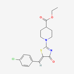 molecular formula C18H19ClN2O3S B11627923 ethyl 1-[(5Z)-5-(4-chlorobenzylidene)-4-oxo-4,5-dihydro-1,3-thiazol-2-yl]piperidine-4-carboxylate 
