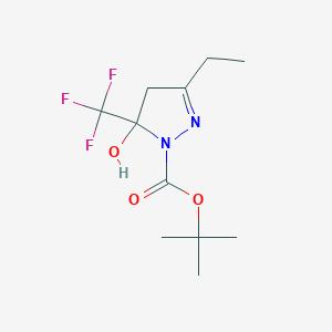 molecular formula C11H17F3N2O3 B11628372 tert-butyl 3-ethyl-5-hydroxy-5-(trifluoromethyl)-4,5-dihydro-1H-pyrazole-1-carboxylate 