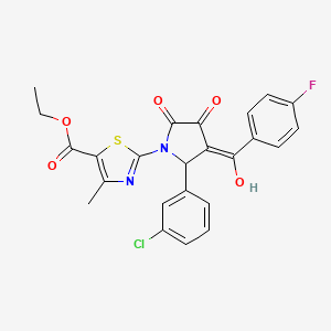 molecular formula C24H18ClFN2O5S B11628495 ethyl 2-{(3E)-2-(3-chlorophenyl)-3-[(4-fluorophenyl)(hydroxy)methylidene]-4,5-dioxopyrrolidin-1-yl}-4-methyl-1,3-thiazole-5-carboxylate 
