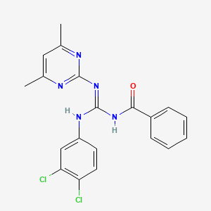 molecular formula C20H17Cl2N5O B11628661 N-[(Z)-[(3,4-Dichlorophenyl)amino][(4,6-dimethylpyrimidin-2-YL)amino]methylidene]benzamide 