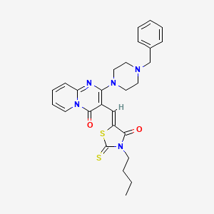 molecular formula C27H29N5O2S2 B11628744 2-(4-benzylpiperazin-1-yl)-3-[(Z)-(3-butyl-4-oxo-2-thioxo-1,3-thiazolidin-5-ylidene)methyl]-4H-pyrido[1,2-a]pyrimidin-4-one CAS No. 372504-24-0