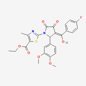 molecular formula C26H23FN2O7S B11629314 ethyl 2-{(3E)-2-(3,4-dimethoxyphenyl)-3-[(4-fluorophenyl)(hydroxy)methylidene]-4,5-dioxopyrrolidin-1-yl}-4-methyl-1,3-thiazole-5-carboxylate 