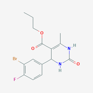 molecular formula C15H16BrFN2O3 B11629669 Propyl 4-(3-bromo-4-fluorophenyl)-6-methyl-2-oxo-1,2,3,4-tetrahydropyrimidine-5-carboxylate 