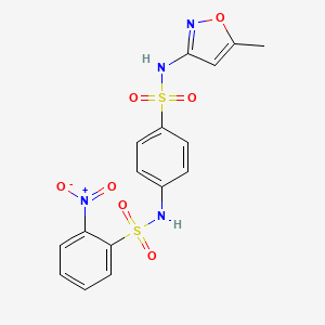 molecular formula C16H14N4O7S2 B11629718 N-{4-[(5-methyl-1,2-oxazol-3-yl)sulfamoyl]phenyl}-2-nitrobenzenesulfonamide 