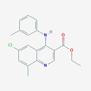 molecular formula C20H19ClN2O2 B11630118 Ethyl 6-chloro-8-methyl-4-[(3-methylphenyl)amino]quinoline-3-carboxylate 